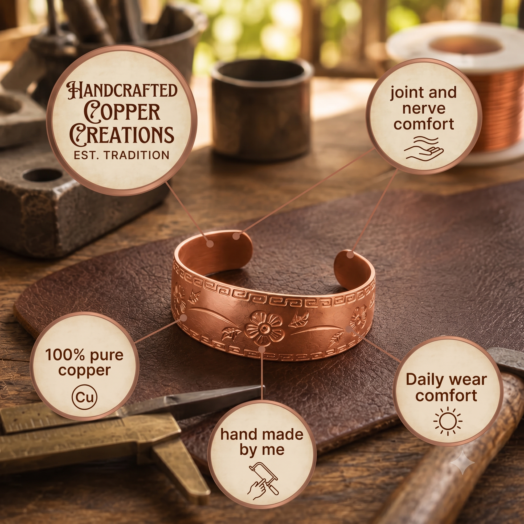 Copper & Spirit Fret Copper Bracelet