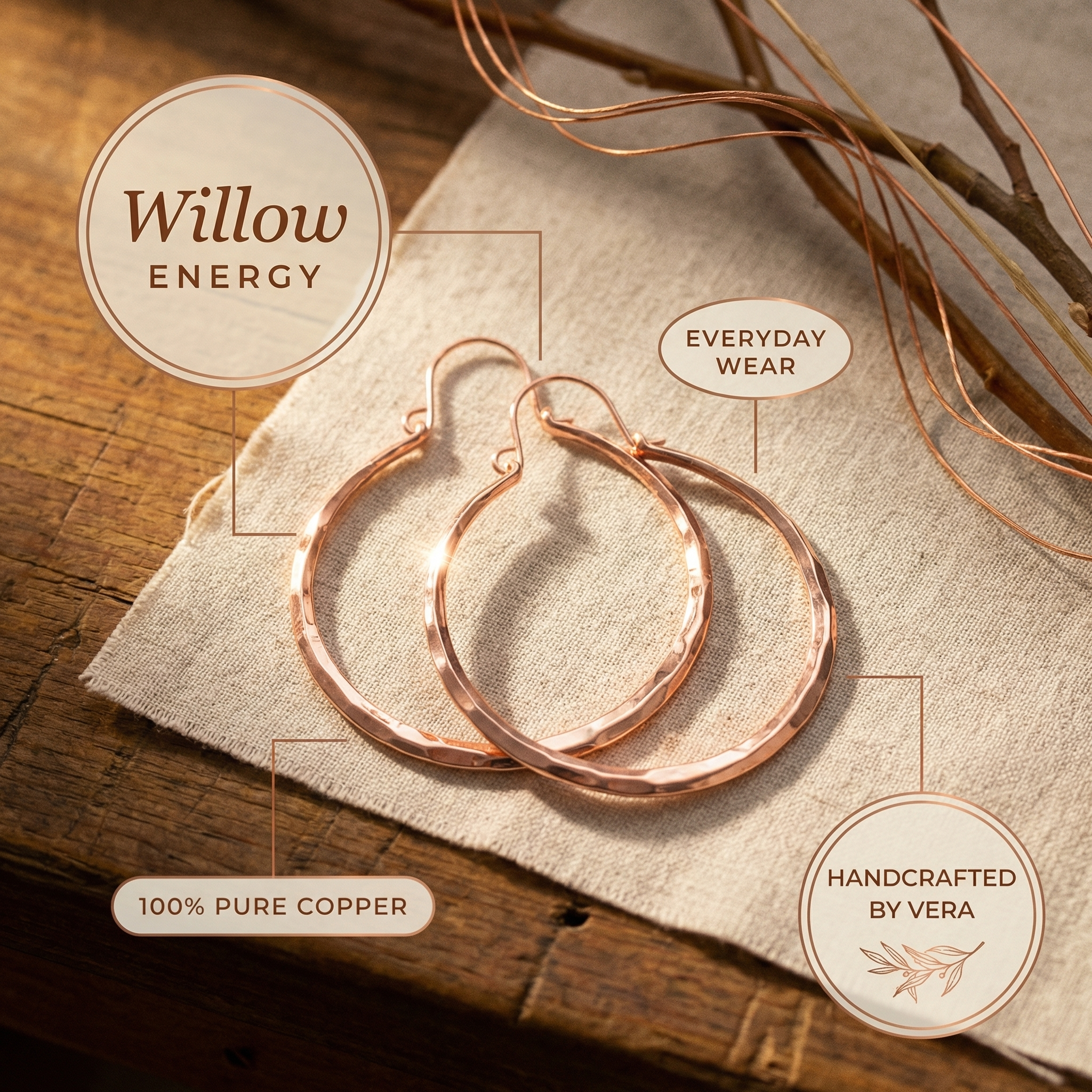 Copper & Spirit Willow Copper Earrings