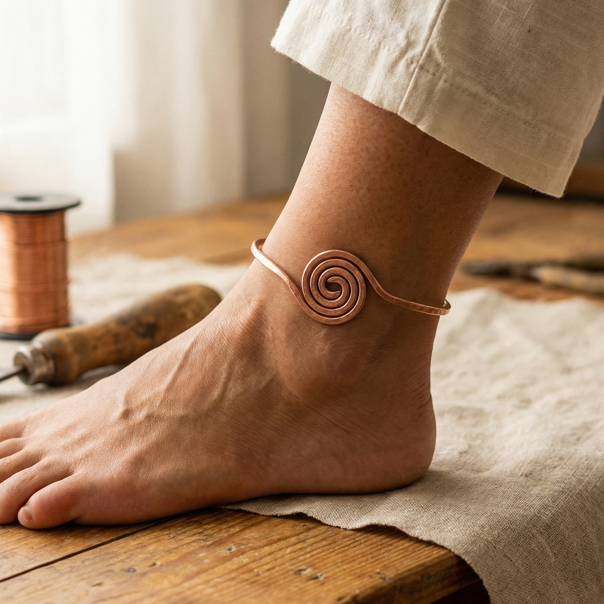 Copper & Spirit Coil Copper Anklet