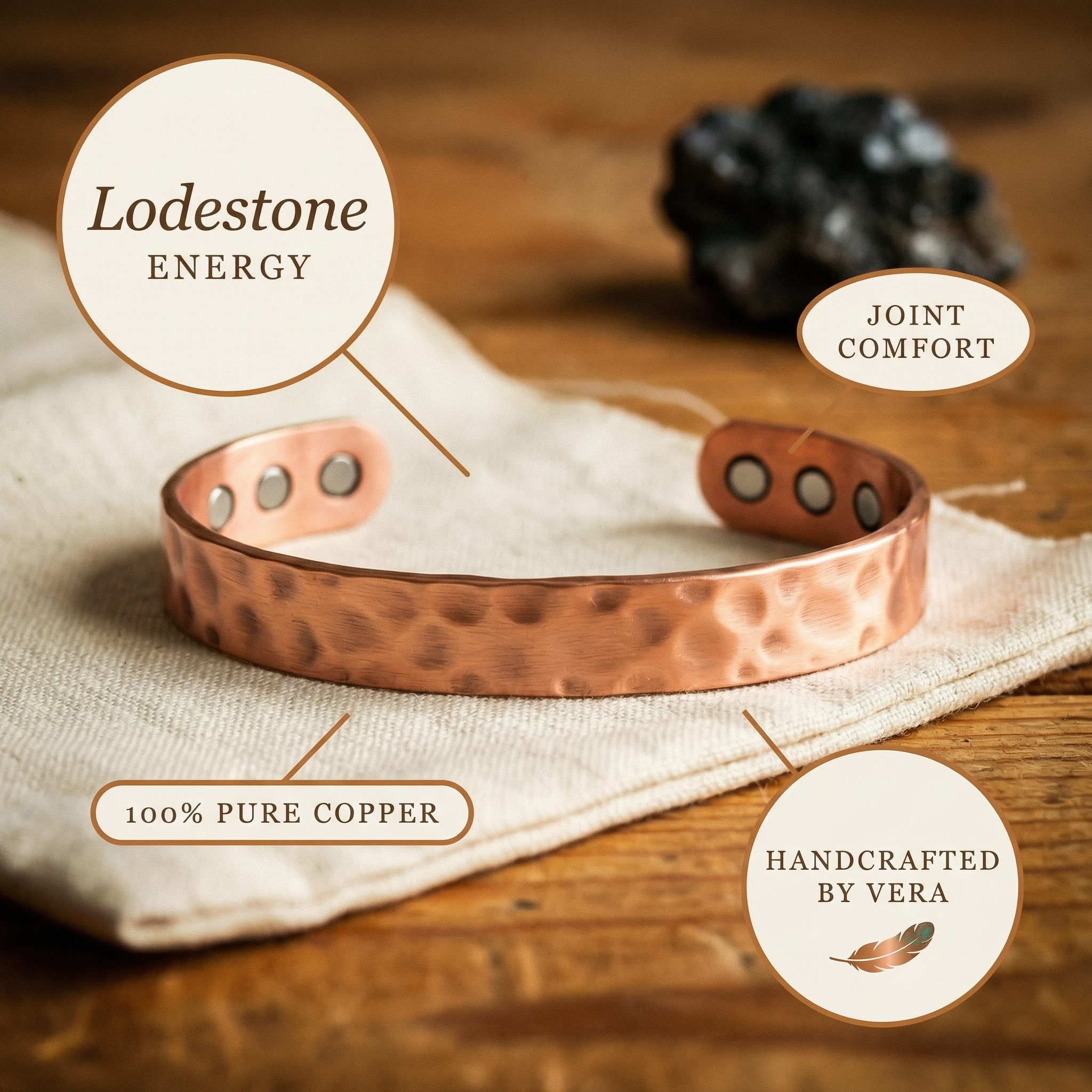 Copper & Spirit Lodestone Copper Bracelet