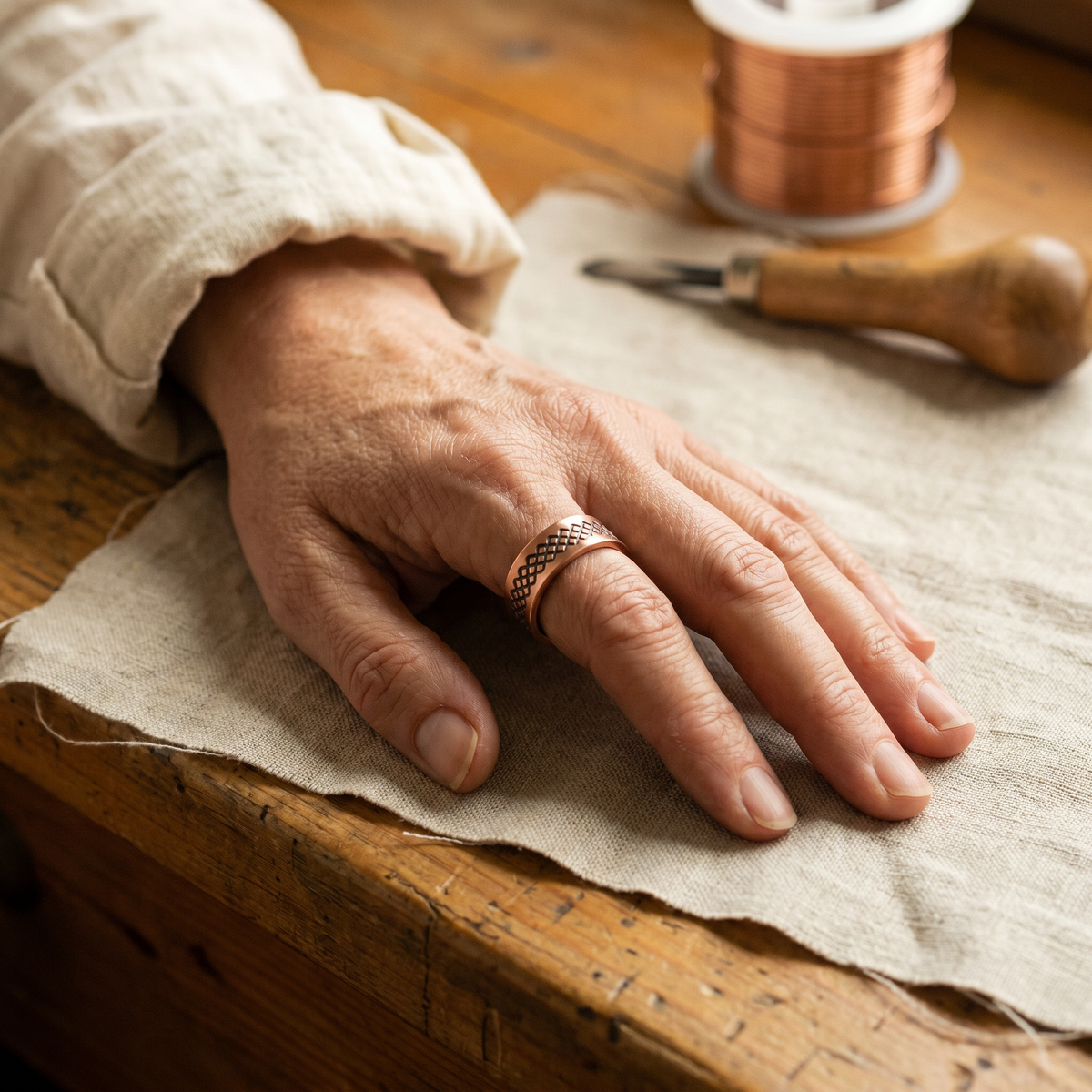 Copper & Spirit Grid Copper Ring