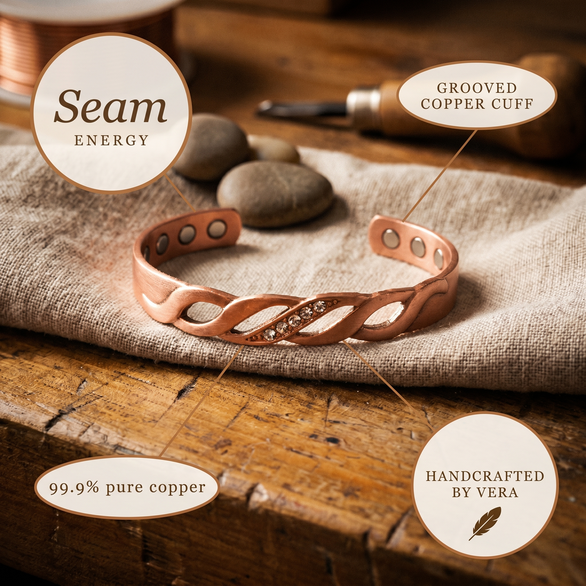 Copper & Spirit Seam Copper Bracelet