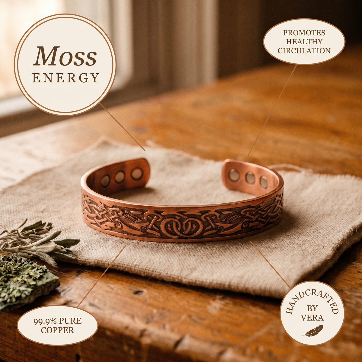 Copper & Spirit Moss Copper Bracelet