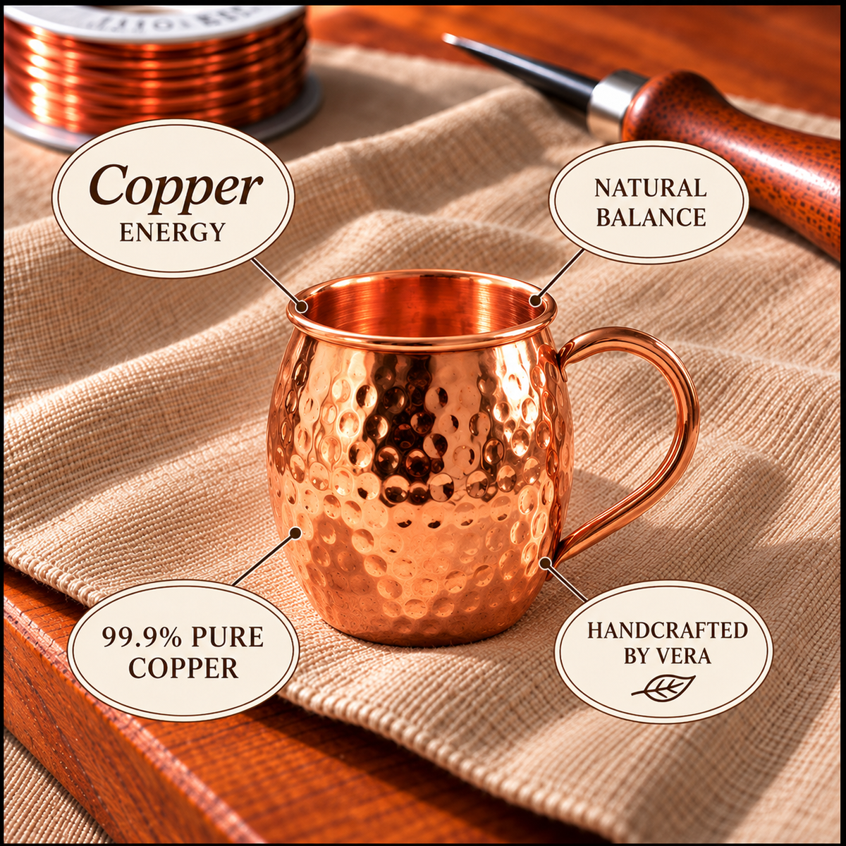 Copper Soul Elegant Copper Bottle – 500ml