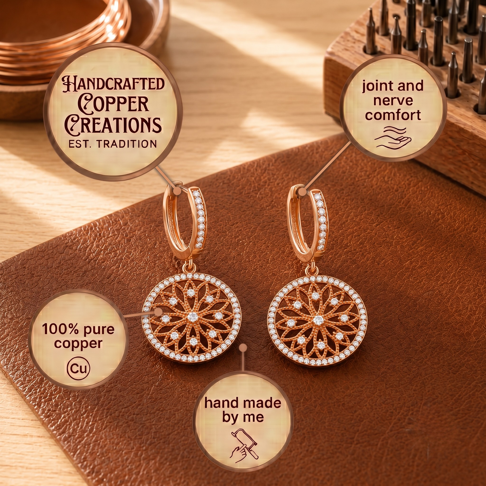 Copper & Spirit Mandala Copper Earrings