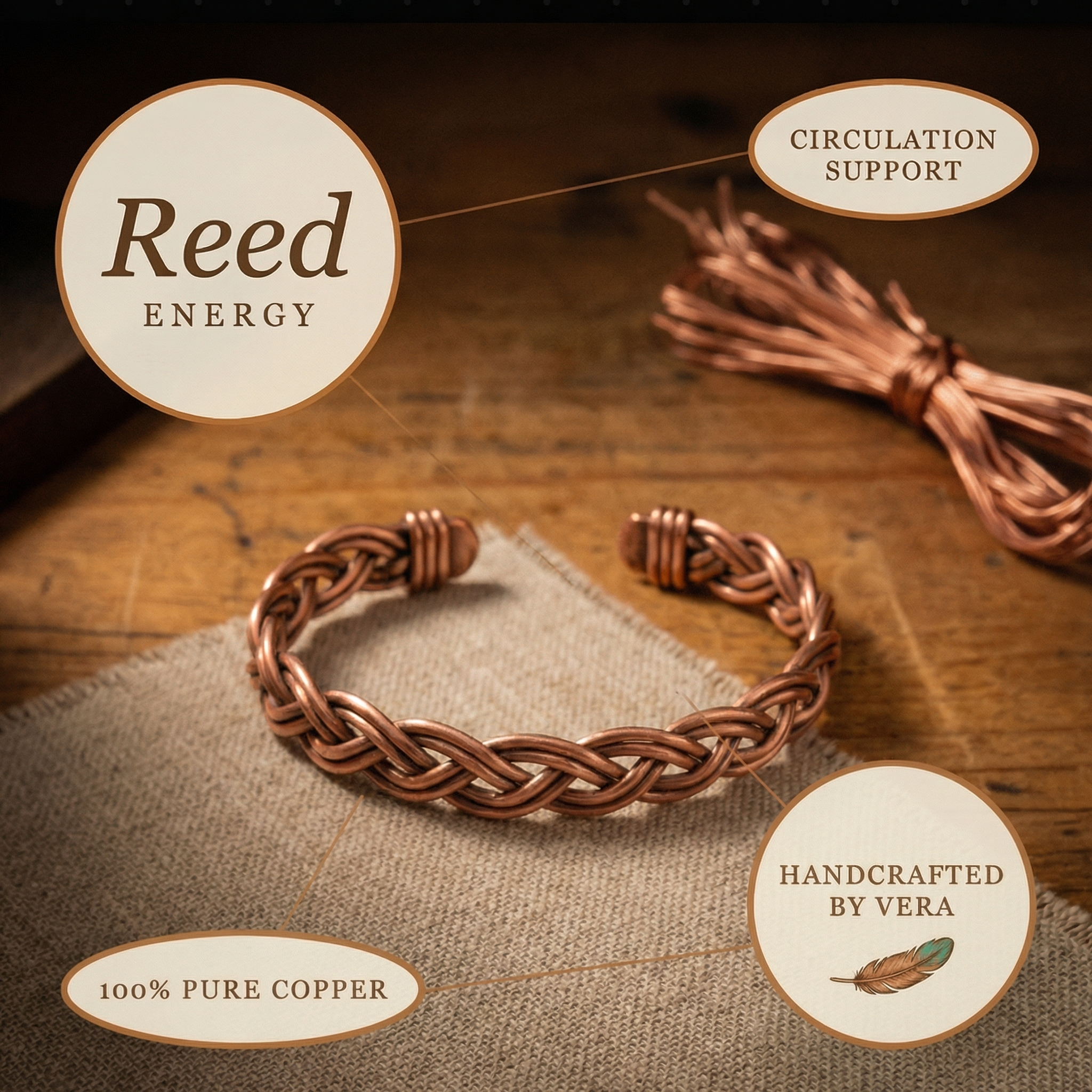 Copper & Spirit Reed Copper Anklet