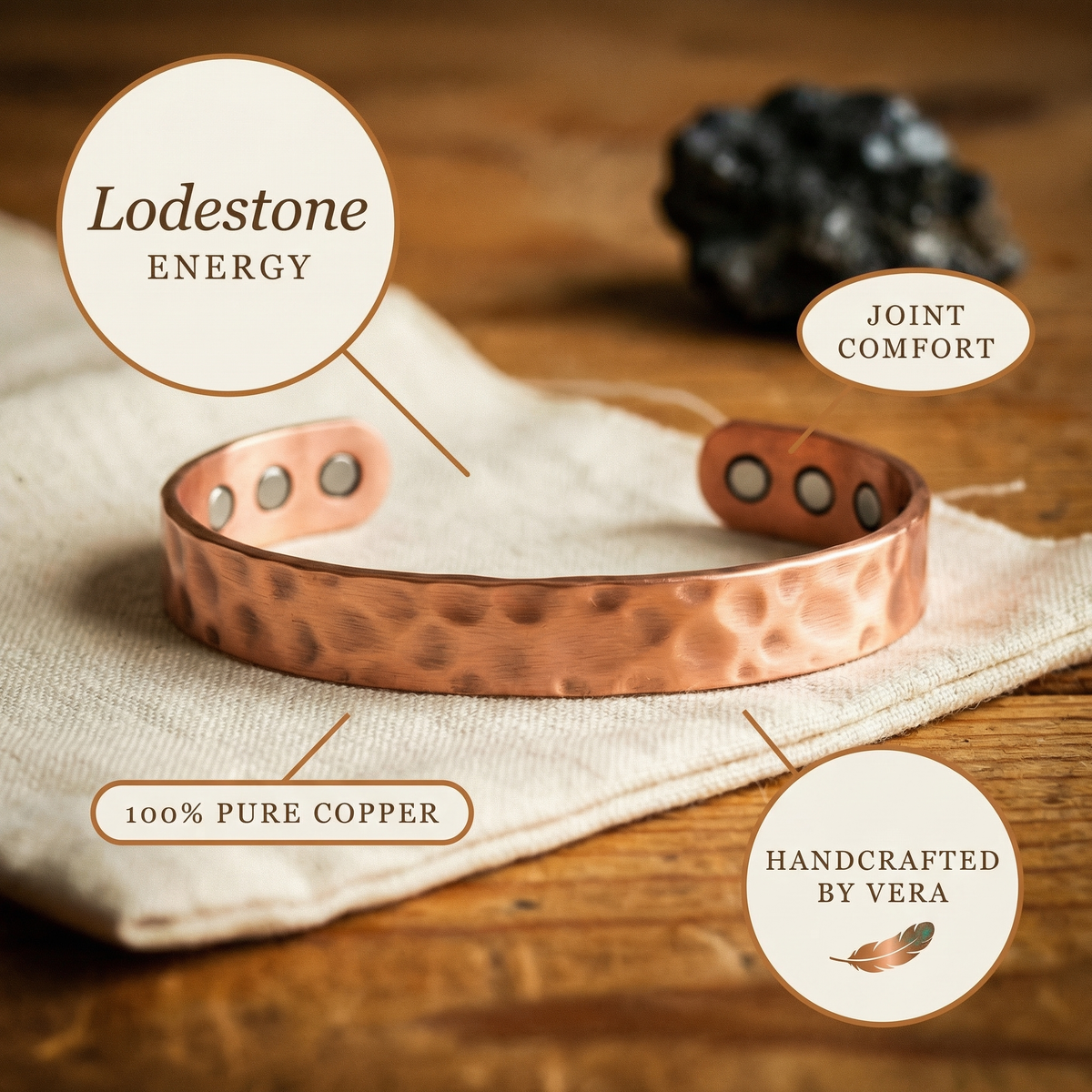 Copper & Spirit Lodestone Copper Bracelet