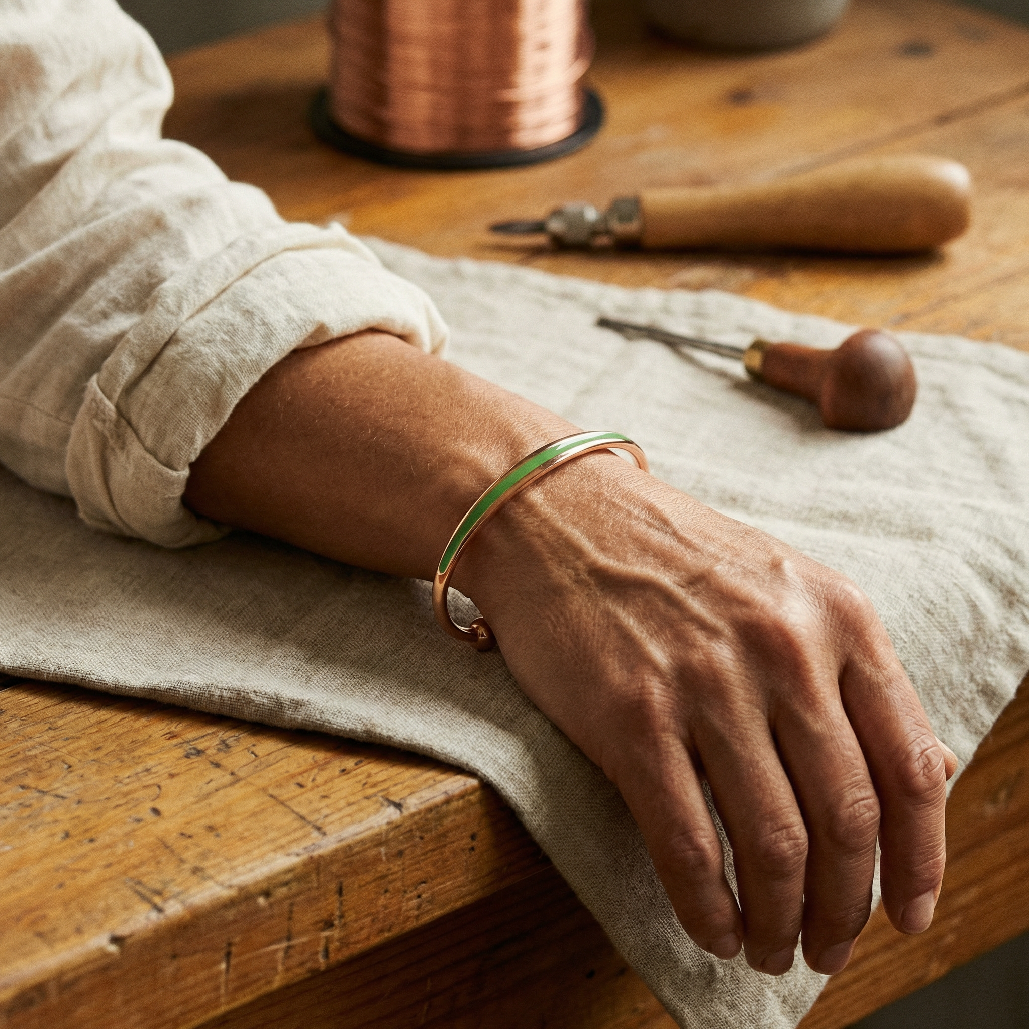 Copper & Spirit Jade Copper Bracelet