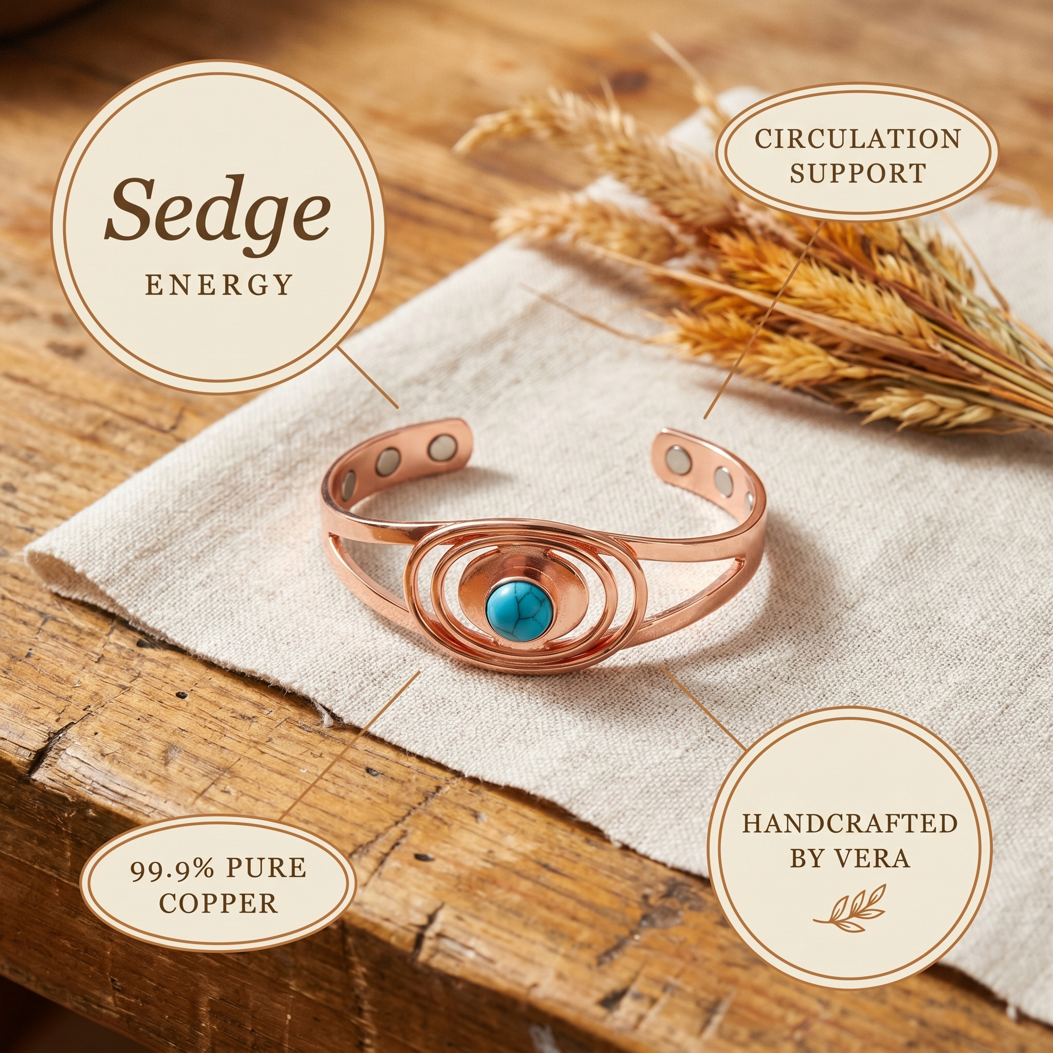 Copper & Spirit Sedge Copper Bracelet